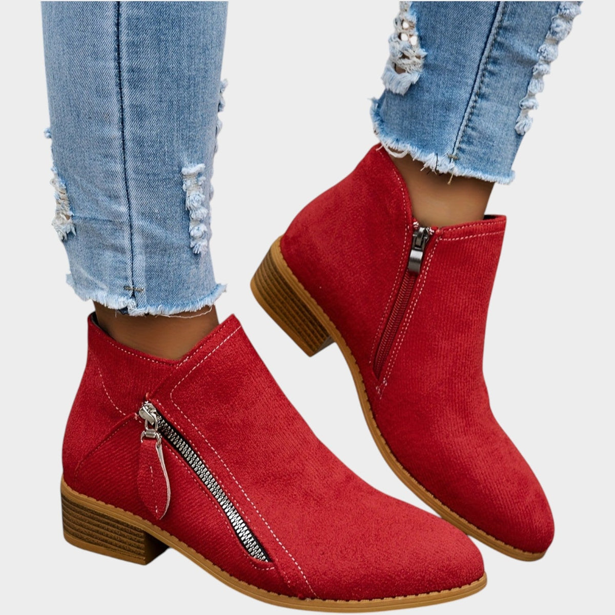 Women's Ankle Boots | Casual Side Zip Low Heel Booties