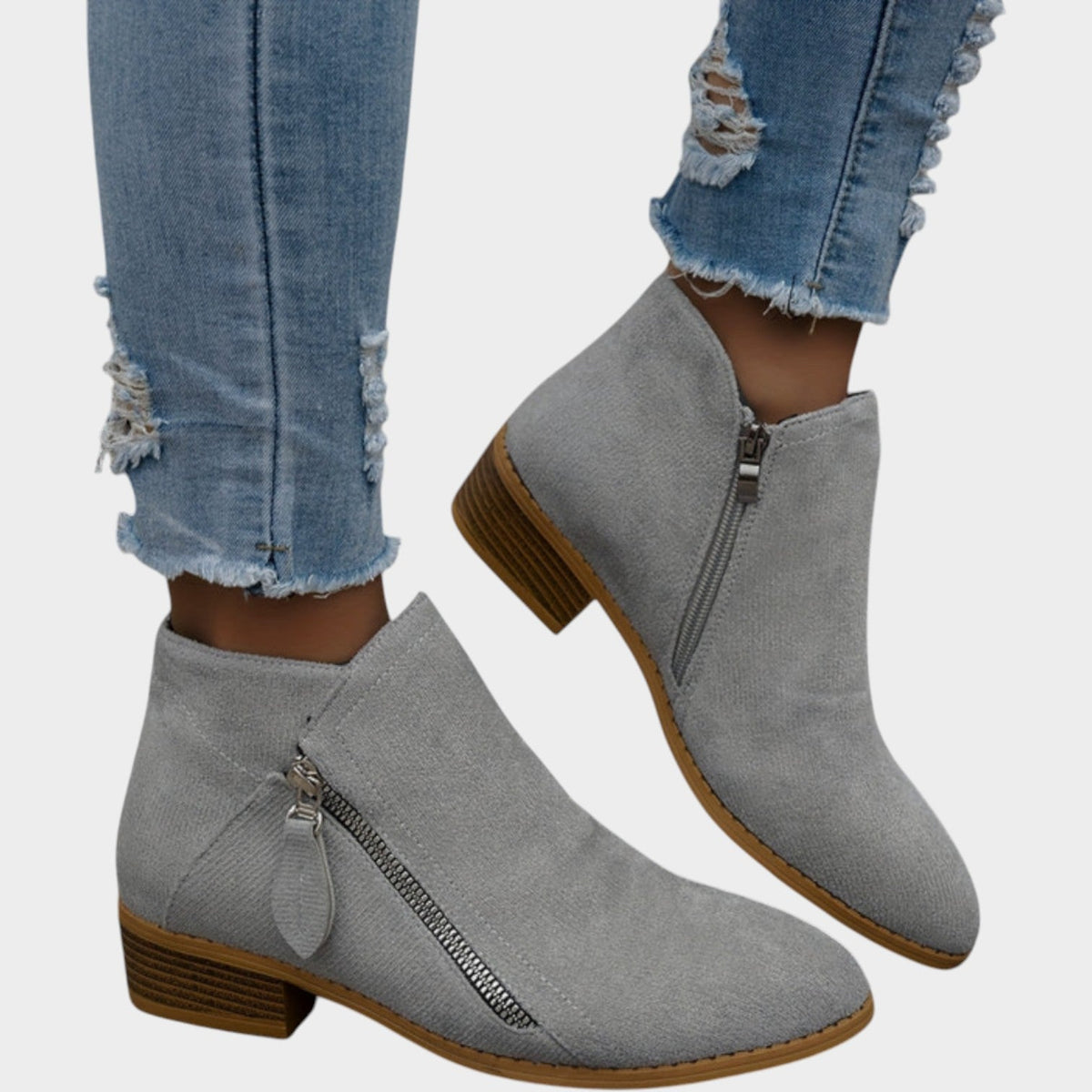 Women's Ankle Boots | Casual Side Zip Low Heel Booties