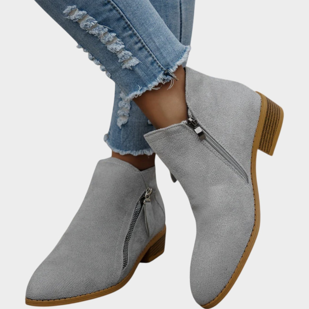 Women's Ankle Boots | Casual Side Zip Low Heel Booties