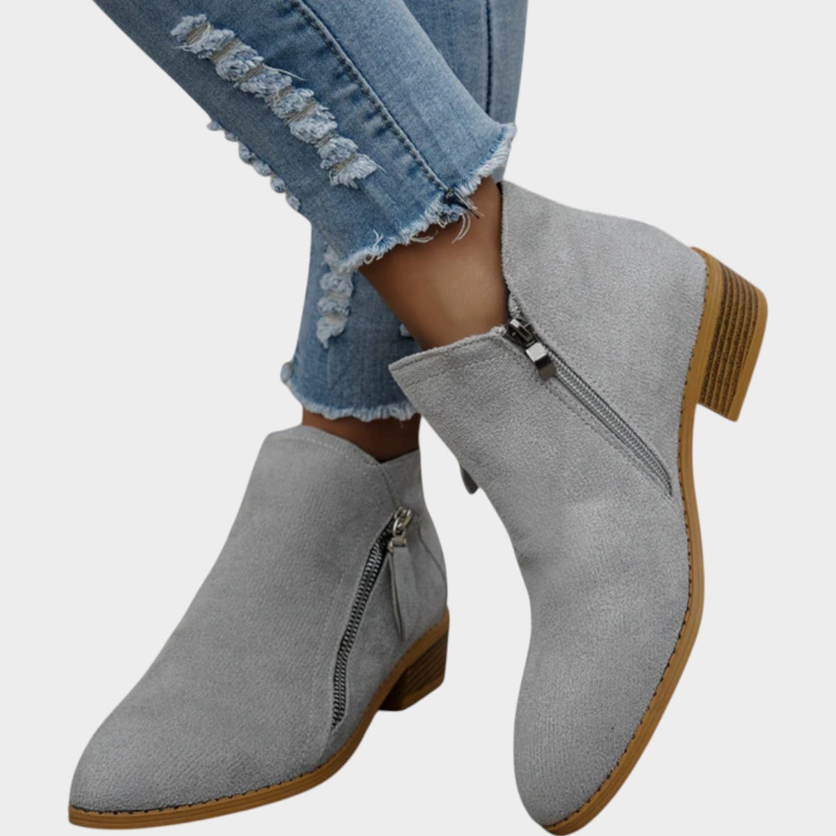 Women's Ankle Boots | Casual Side Zip Low Heel Booties