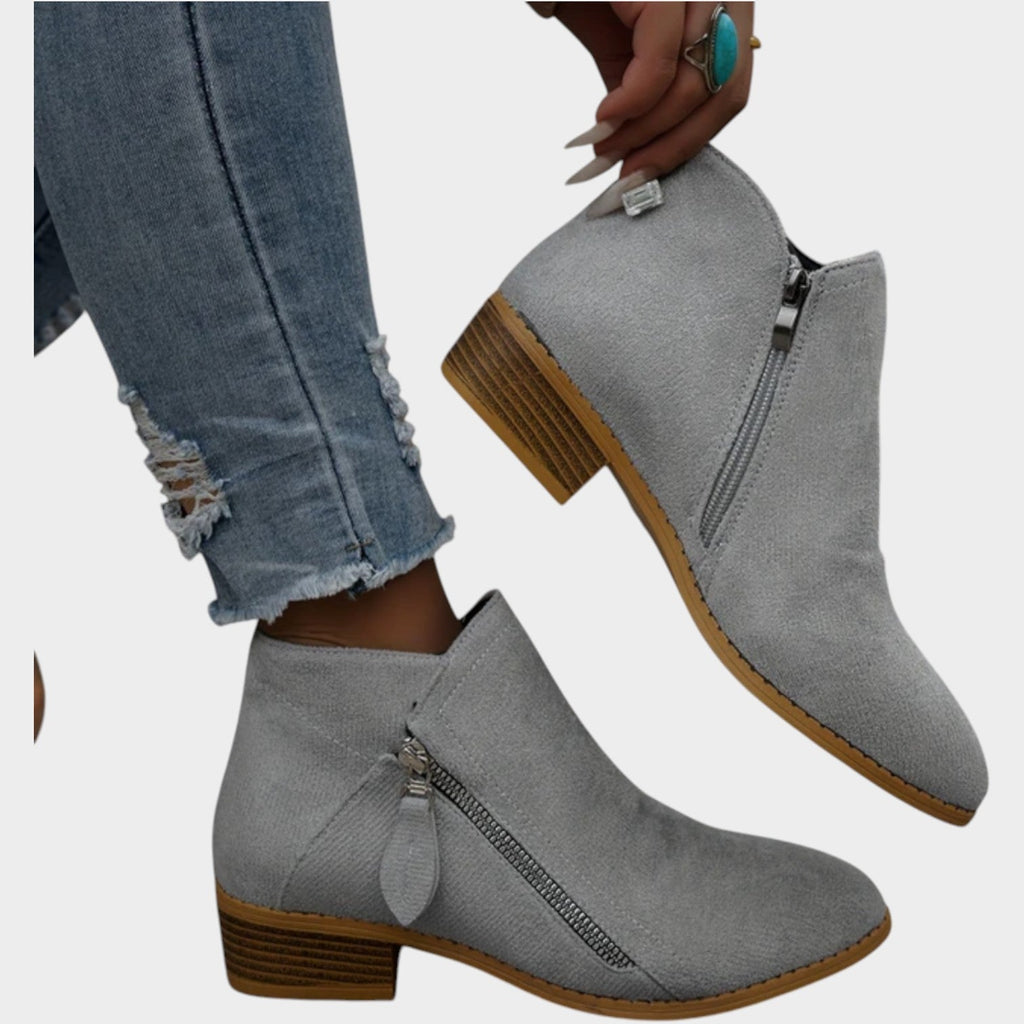 Women's Ankle Boots | Casual Side Zip Low Heel Booties