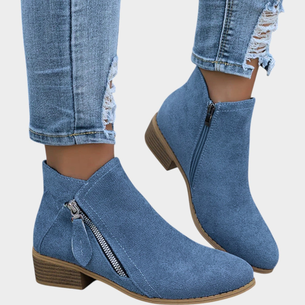 Women's Ankle Boots | Casual Side Zip Low Heel Booties