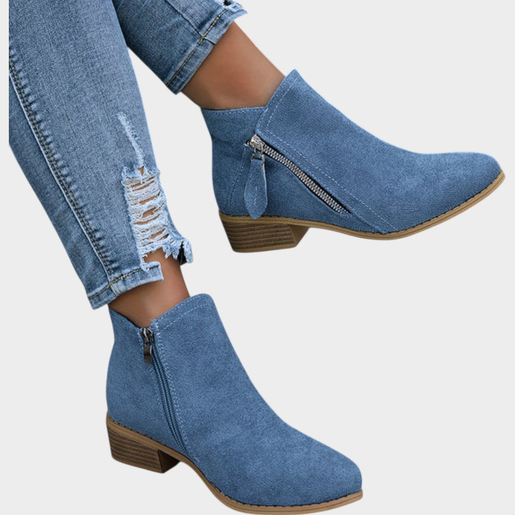 Women's Ankle Boots | Casual Side Zip Low Heel Booties