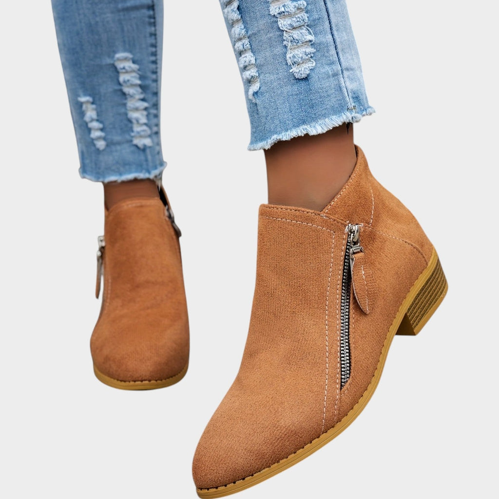 Women's Ankle Boots | Casual Side Zip Low Heel Booties