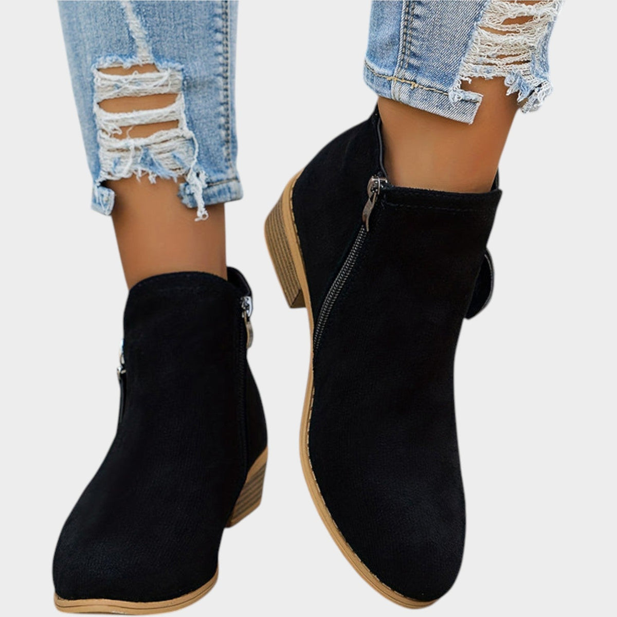 Women's Ankle Boots | Casual Side Zip Low Heel Booties