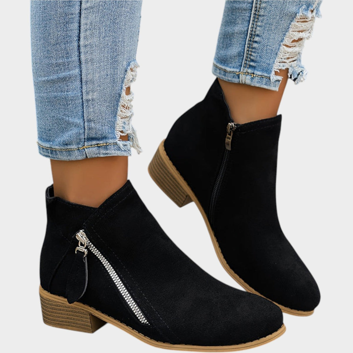 Women's Ankle Boots | Casual Side Zip Low Heel Booties