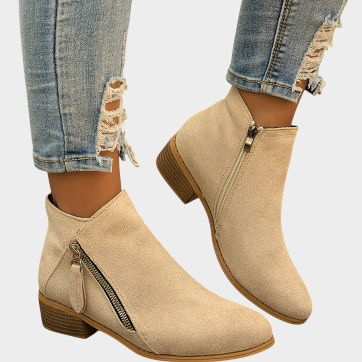 Women's Ankle Boots | Casual Side Zip Low Heel Booties