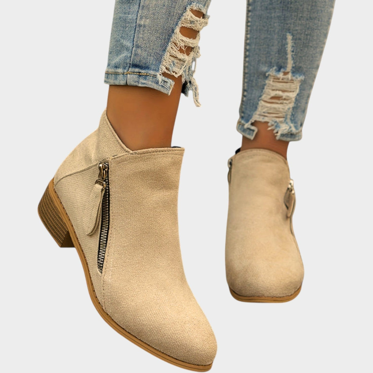 Women's Ankle Boots | Casual Side Zip Low Heel Booties