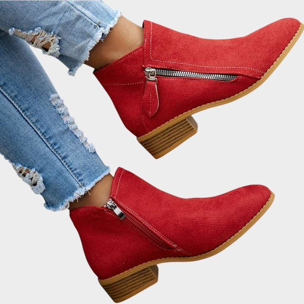 Women's Ankle Boots | Casual Side Zip Low Heel Booties