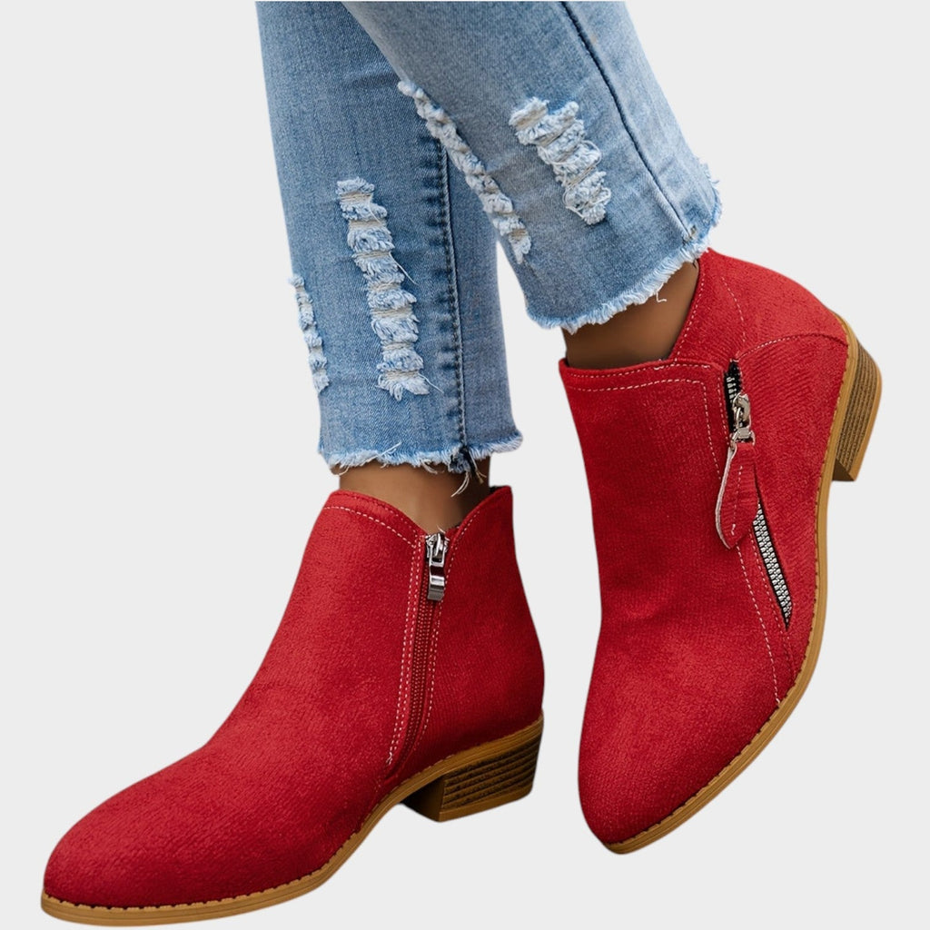 Women's Ankle Boots | Casual Side Zip Low Heel Booties
