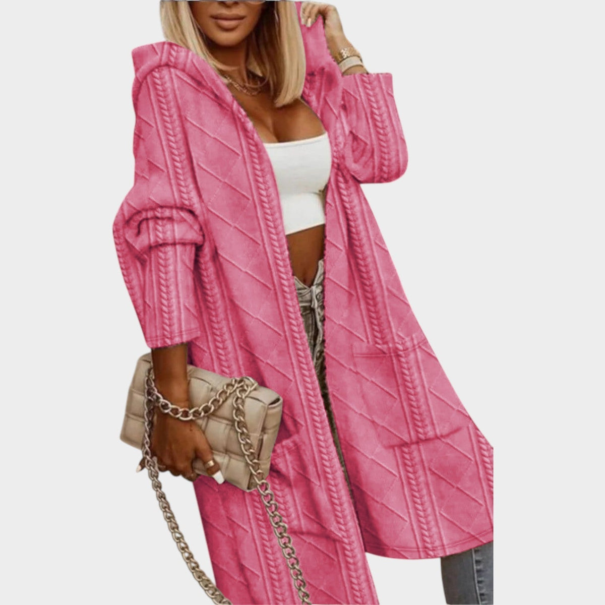 Women's Long Hooded Knit | Cardigan