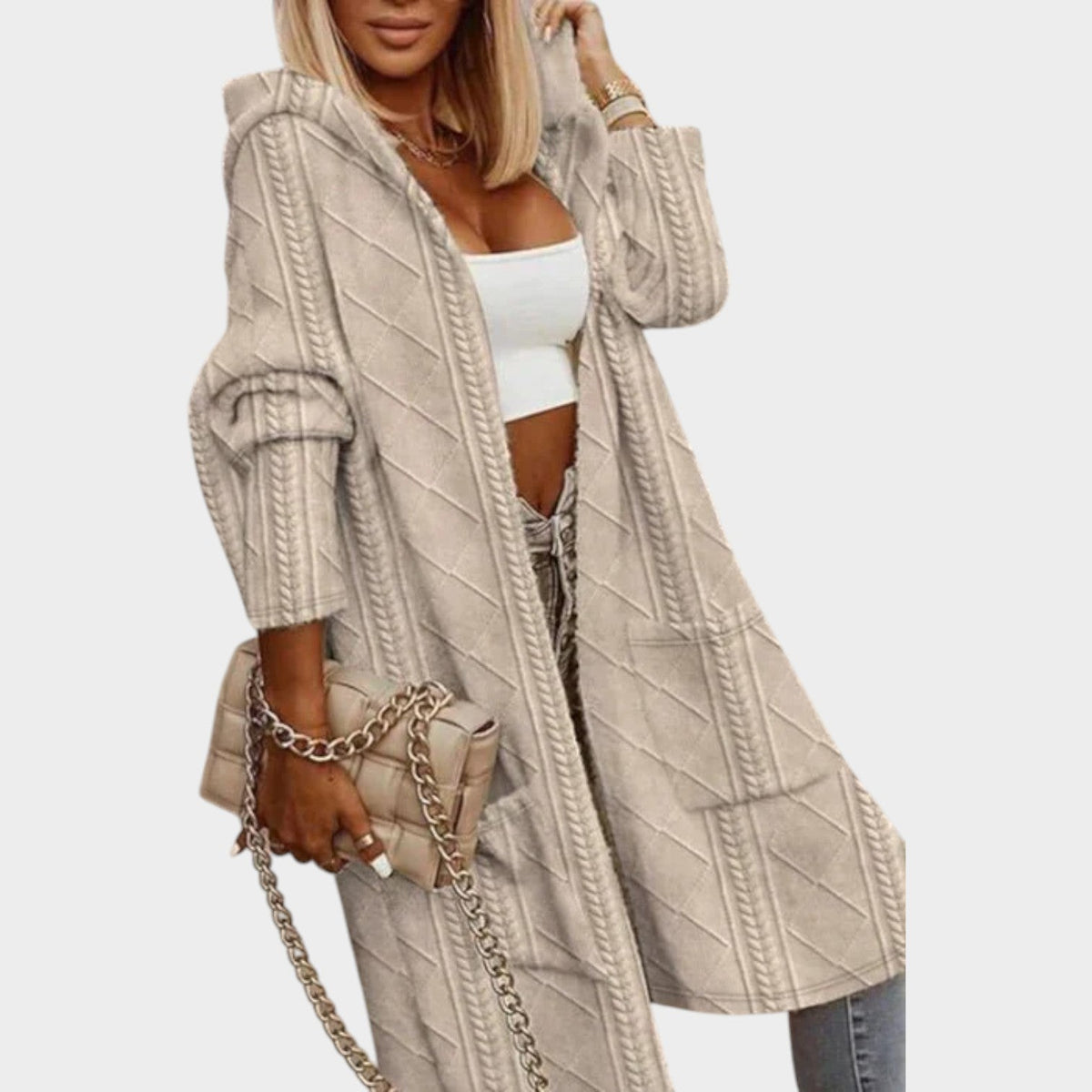 Women's Long Hooded Knit | Cardigan